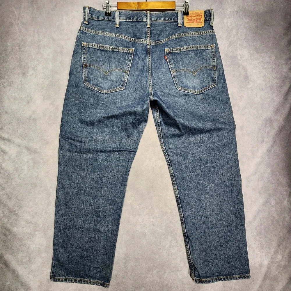 Levis 550 Mens Relaxed Fit Tapered Leg Jeans Medium Wash Blue 38x30